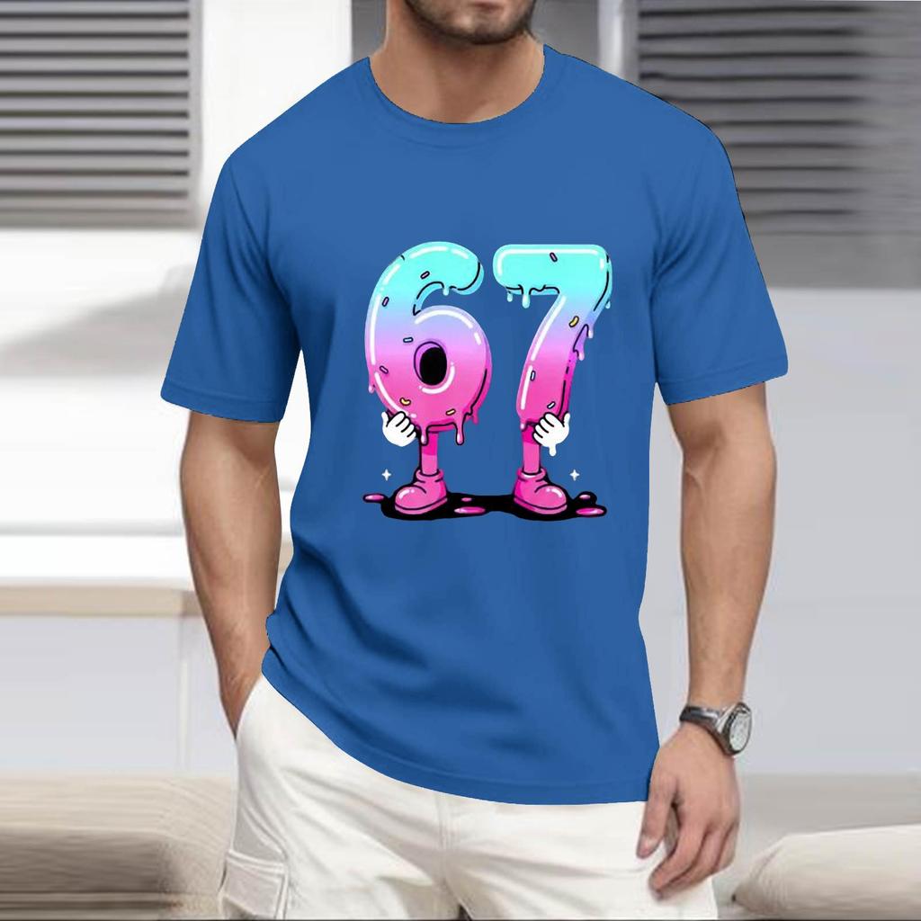 Men's  Popular T-shirt Printed Round Neck Short Sleeve T-shirt