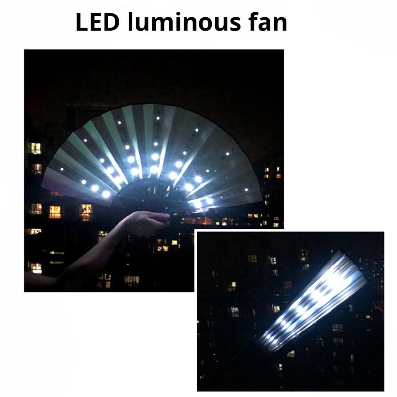 Schöner fluoreszierender LED-Handventilator mit Fernbedienung für Hochzeiten, Konzerte und thematische Veranstaltungen