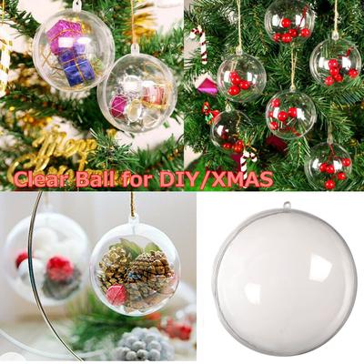 5pcs Clear Plastic Baubles  Christmas Baubles Sphere Fillable  Tree Ornament