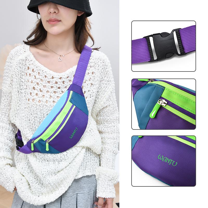 Women's Color Block Crossbody Fanny Pack for Outdoor Sports
