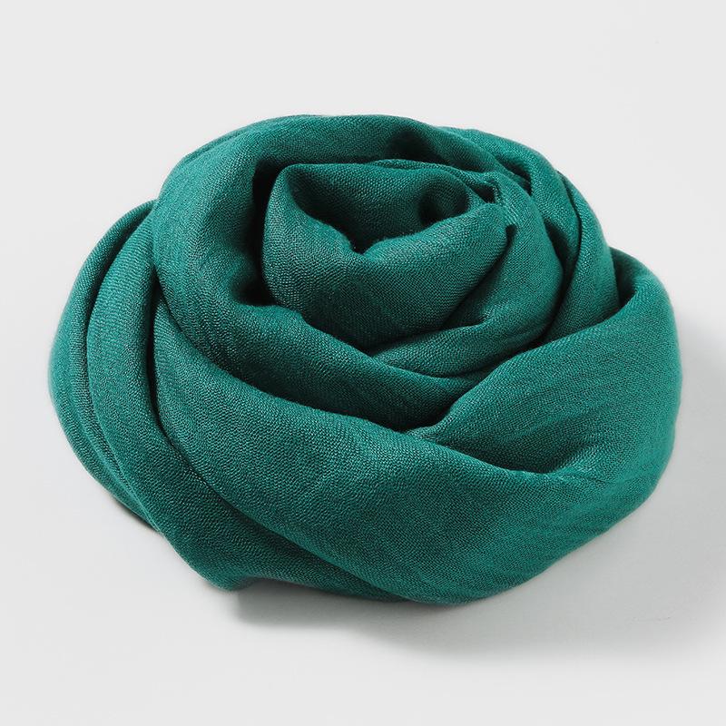 Women's Cotton Linen Artistic Solid Color Silk Scarf, Sun Protection Beach Neck Scarf, Japanese Style Long Gauze Scarf