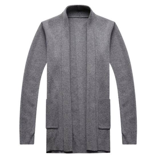 Men Sweater Coat Solid Color Soft Warm Breathable Stretchy Open Stitch Cardigan Long Sleeves Turn-down Collar Sweater Jacket Men Clothes