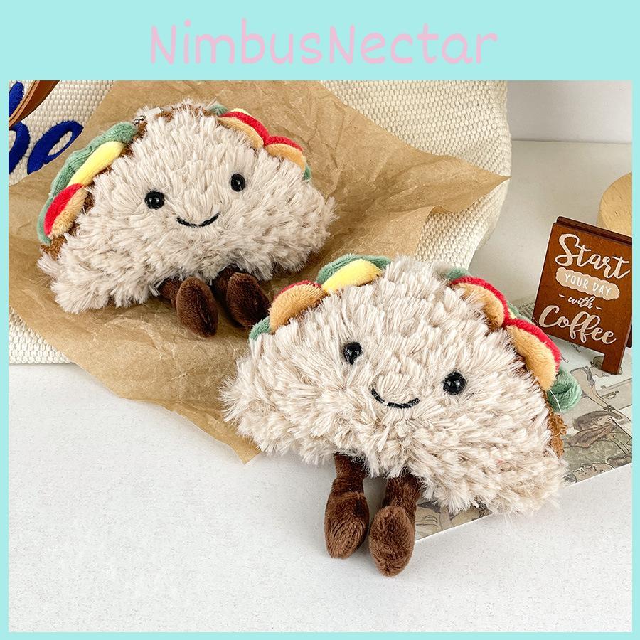 Adorable Plush Sandwich Keychain Cute Food Doll Taco Style With Soft Pp Cotton Filling