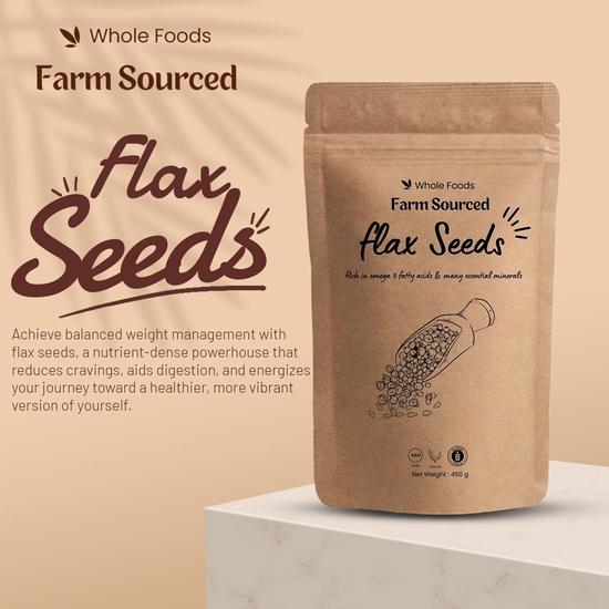 Farm Sourced Flax Seeds 900gm (Alsi Seeds), Rich in High Fibre, Protein and Omega 3, Flax Seeds for Hair Growth and Weight Management