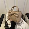 Cute Bowknot Handbag for Women, Simple Solid Color Shoulder Crossbody Bag, Street Style Small Square Purse CLE