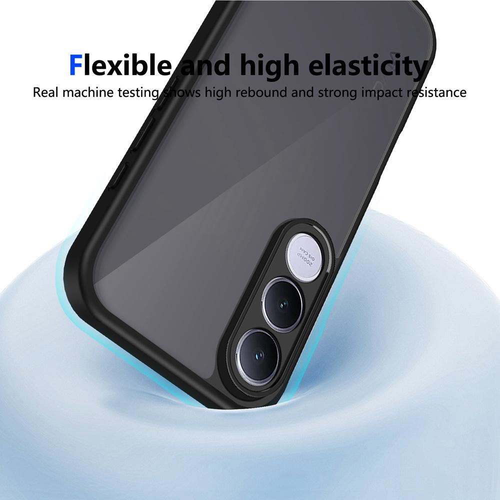 KEYSION Matte Translucent Black Phone Case for VIVO V70 FE Soft Silicone+PC Anti-slip Shockproof Back Cover for VIVO V70 FE 5G