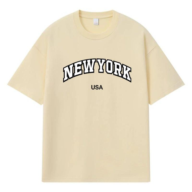 2026 Newyork Usa Printed Graphic Y2k Harajuku Streetwear 100% Cotton T Shirt Casual Oversized Summer Men T-shirt
