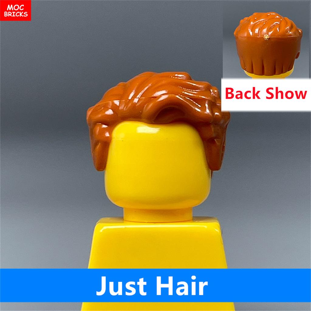 MOC Bricks 4cm Figure Body Wear Male Boy Fire Brown Hairs Assembled Building Blocks Educatinal Plastic Toys