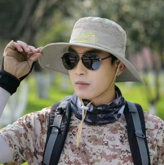 Men's Summer Sun Hat with Wide Brim, Breathable and Cool, Anti-UV Face Shield, Ideal for Outdoor and Fishing Activities.