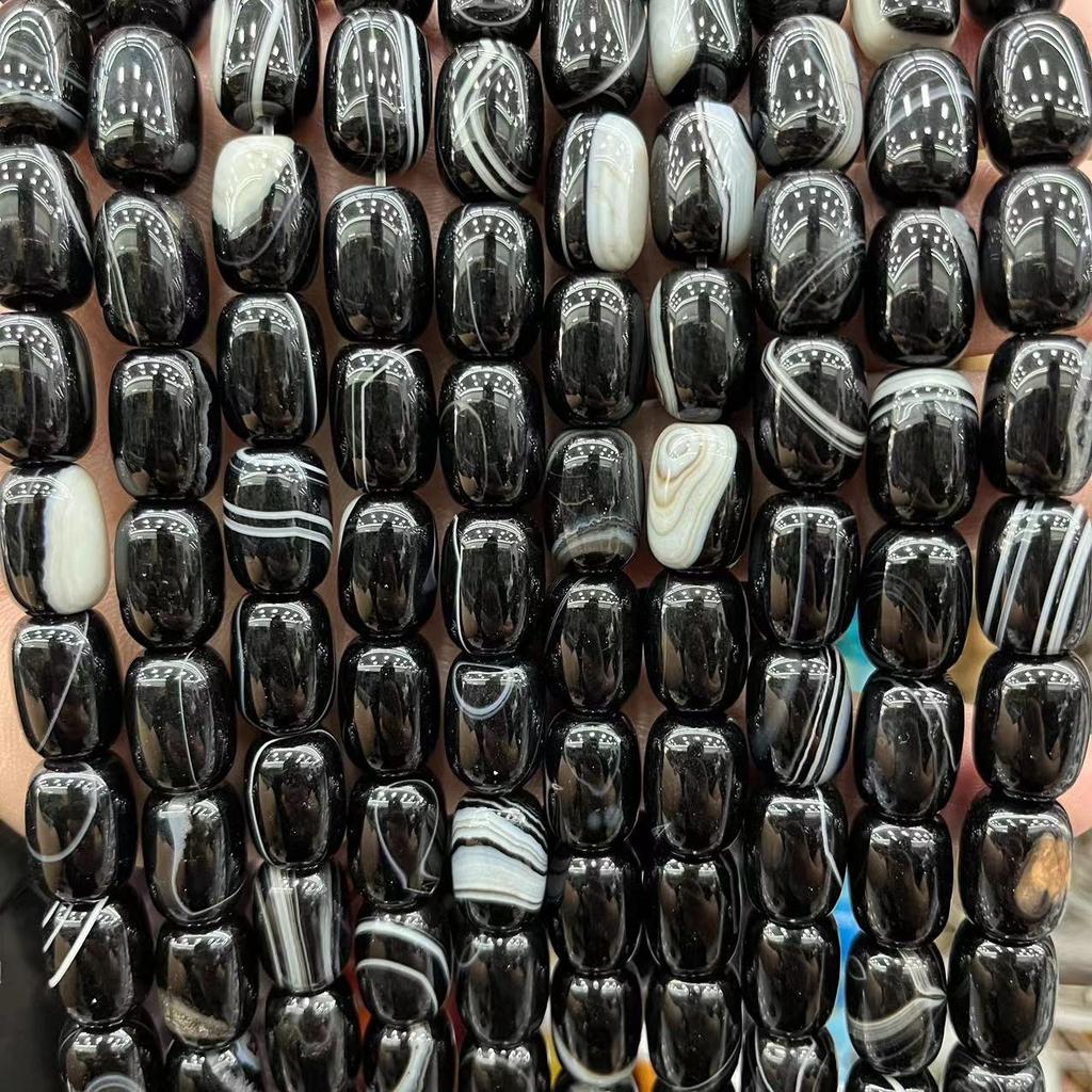 10x14mm Natural Crystal Striped Agate Drum Beads for Jewelry and DIY Accessories