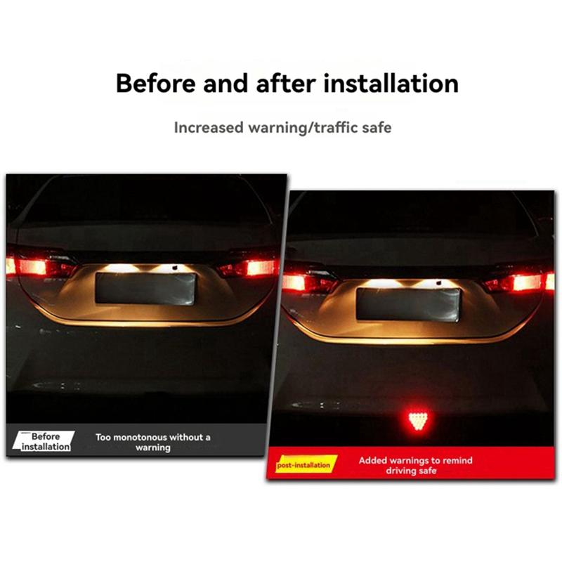 F1 Triangle Red Strobe LED Stop Brake Signal Lamp For Car Trucks: 12V Rear Tail Light Blinker Flasher-A87Q