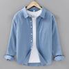 New Spring and Summer Cotton and Linen Long-sleeved Shirt Men's Solid Color Simple Loose Versatile Casual Shirt Linen