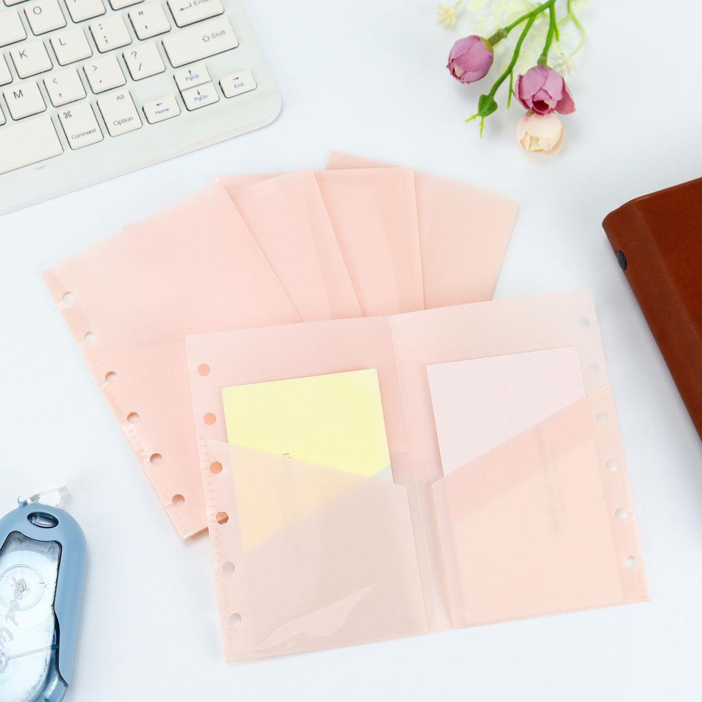 A7 5Pcs Binder Pockets Binder Zipper Folders for 6Ring Notebook Divider Page Waterproof PVC Leaf Document Filing Bag