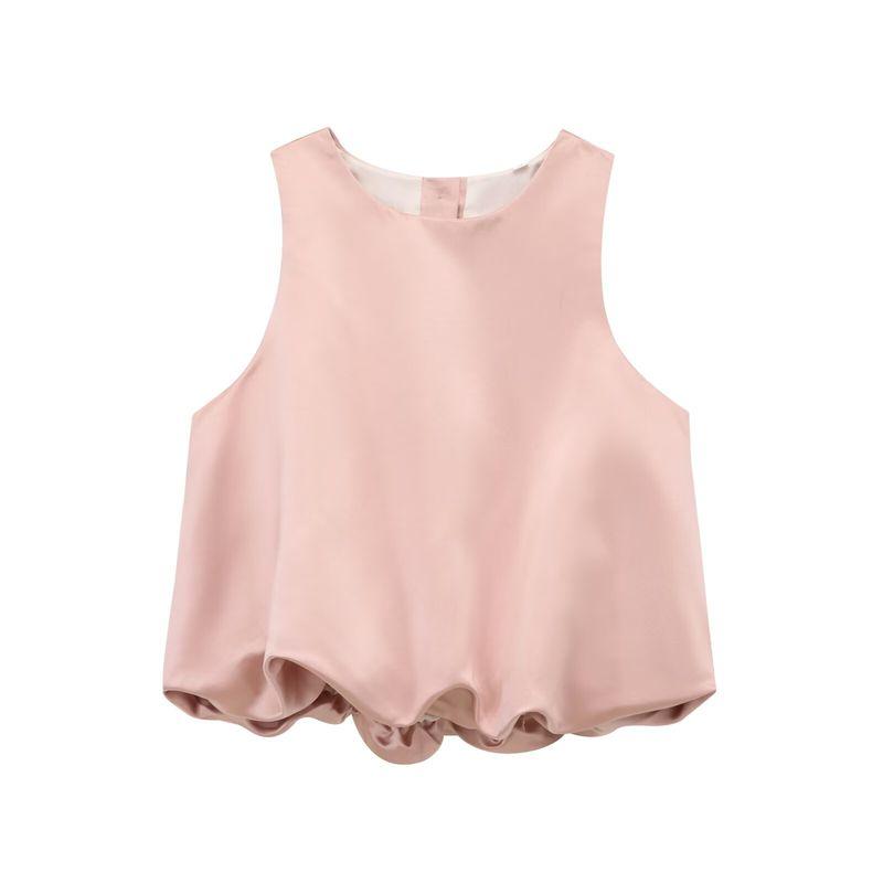 Kaslead New Arrival Women's Clothing Fashion Style Fashion Balloon Style Silk Satin Texture Tops 2137580