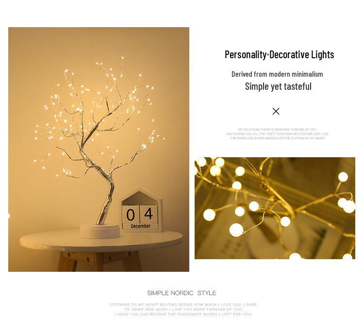 Xianci Starry Sky Table Lamp: Creative LED Pearl Golden Leaf Light for Bedroom Decor