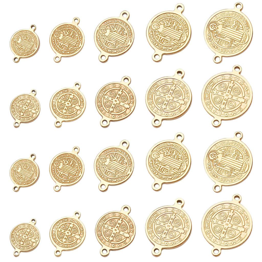 Stainless Steel Cross Round Bracelet Necklace Pendant DIY Connector Jewelry Accessories