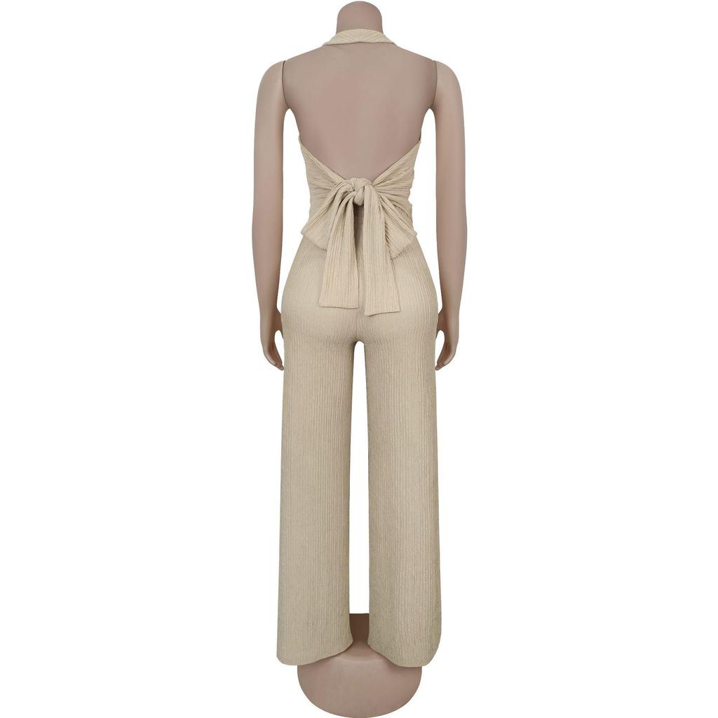 Women's Fashion Halter Strap Top & Long Pants Two-Piece Set: Casual European & American Style