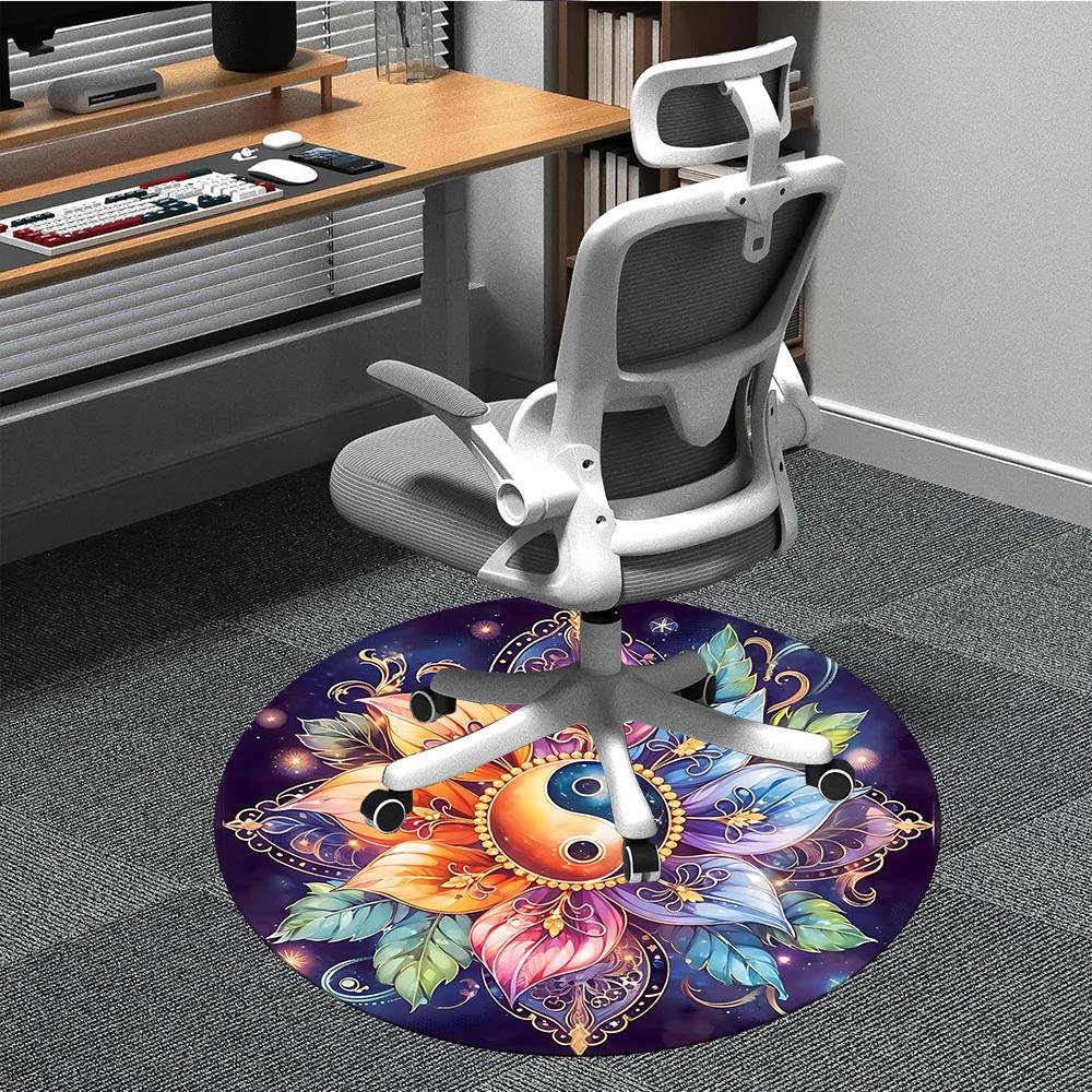 

1PC Yin Yang Symbol Chair Carpet for Office, Indoor Non-Slip Washable Carpet, Soft Comfortable Mat For Office Room yy250930301 80cm by 80cm