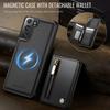 For Samsung Galaxy S21+ 5G Case JEEHOOD J12 Magnetic Detachable Zipper Wallet Kickstand Leather Back Cover Magnetic Case