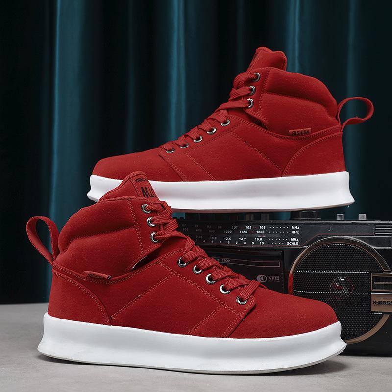 Autumn and winter new high-top anti-velvet leather shoes Air Force No. 1 thick-soled breathable sports student leisure workers