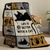 Whimsical Cat Creative Print Flannel Throw Blanket Super Soft Cozy Sofa Nap Blanket Home Blanket Perfect Gift for Cat Lovers
