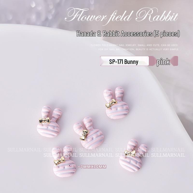 

3D Cartoon Flower & Rabbit Bowknot Nail Art Rhinestones - 5pcs Set