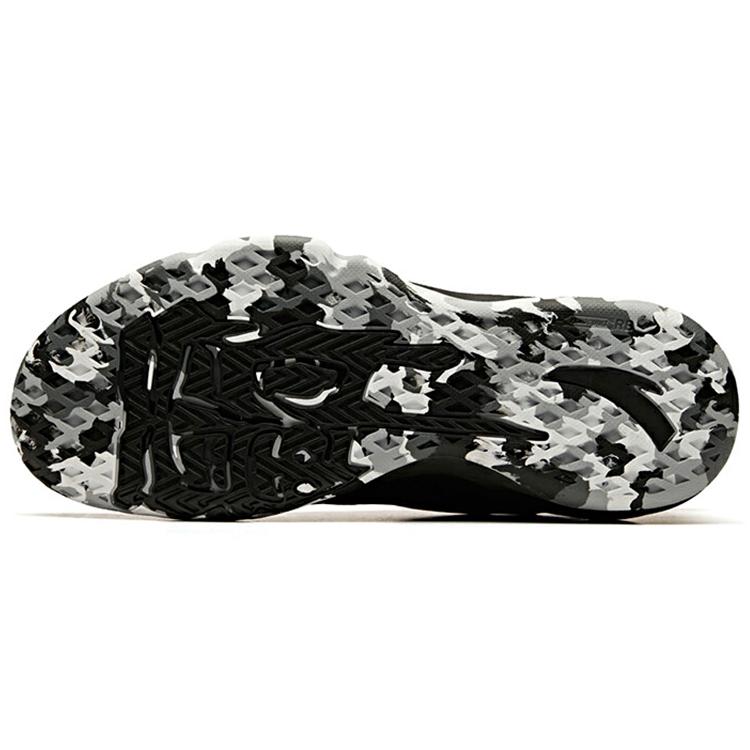 Anta Cushioning Abrasion Resistant Slip Resistant Mid top Basketball Shoes Men's Black White Gray 112141148R-1
