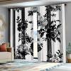 Black White Floral Pattern Curtains Polyester Fabric Suitable Living Room Bedroom Decoration Curtain Machine Washable Perfect For Great
