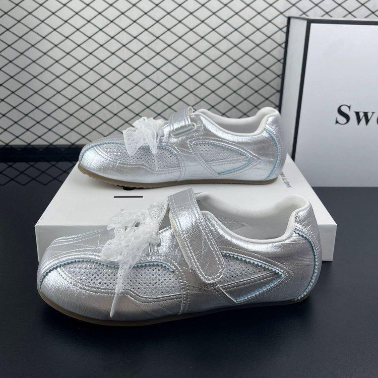 

Мягкая кожа ретро шнуровка новая повседневная обувь универсальный корейский стиль балетки для тренировок обувь Форреста Гампа женская 40 серебряный