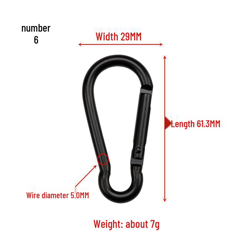 Black Gourd-Shaped Carabiner Keychain with Metal Hook for Outdoor Water Bottles and Backpacks
