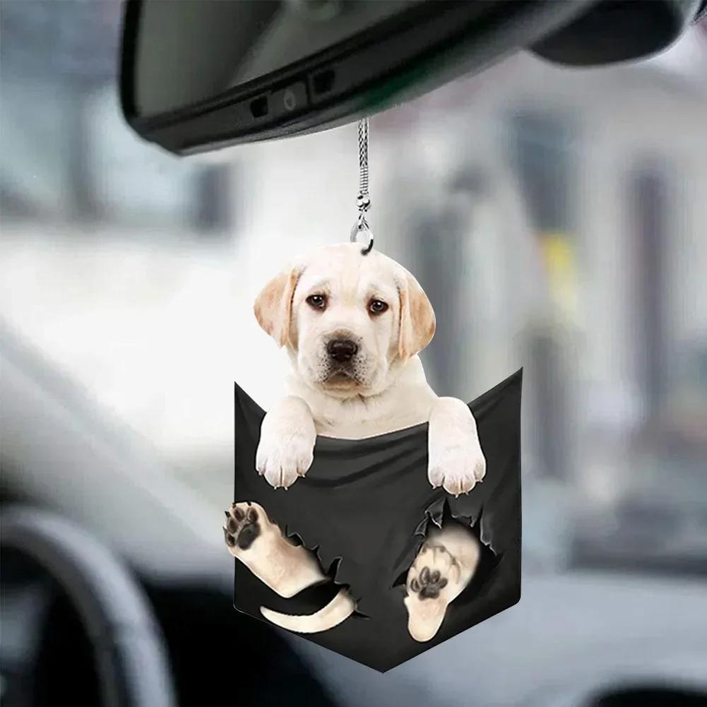 Car Pendant Cute Pet Mini Puppy Shape Interior Ornament Hanging Rearview Mirror Car Hanging Toy Gift Car Accessories Tools New