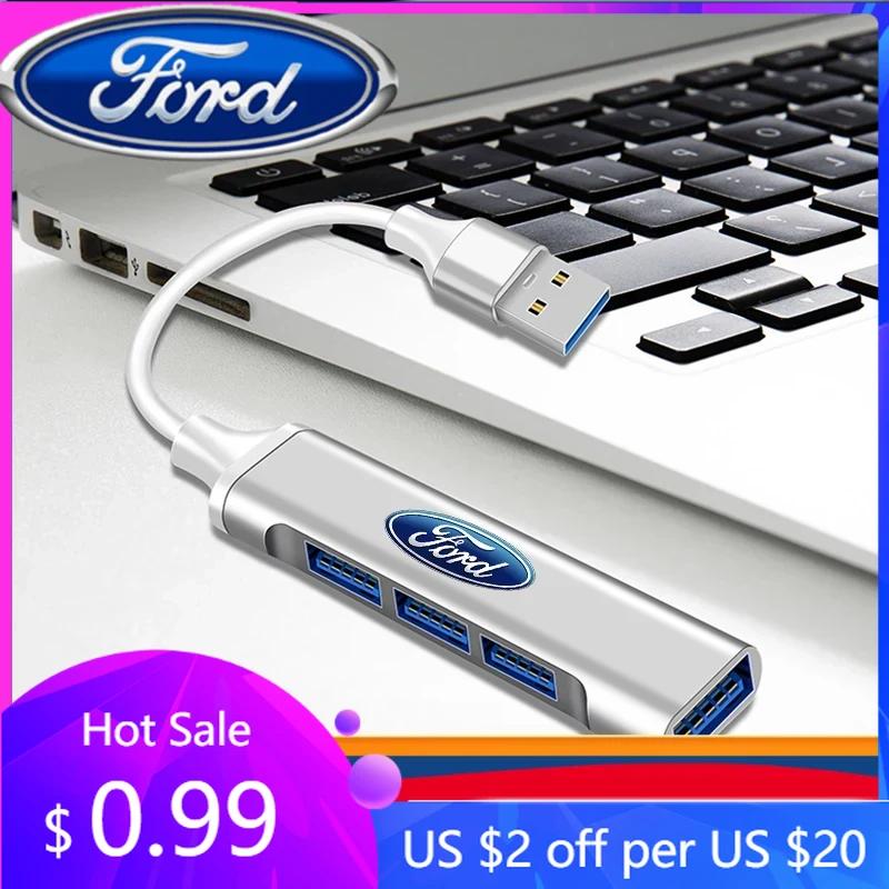 New 2026 Car Sticker Car 4 In 1 USB-C Hub Notebook Docking USB Splitter Multi-interface Conversion For Ford ST Line Focus 3 Mond