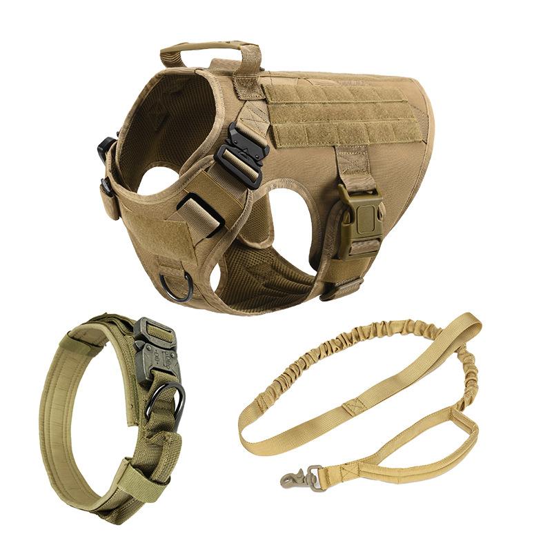 

Outdoor tactical dog harness collar leash three-piece training suit dog set harness M code