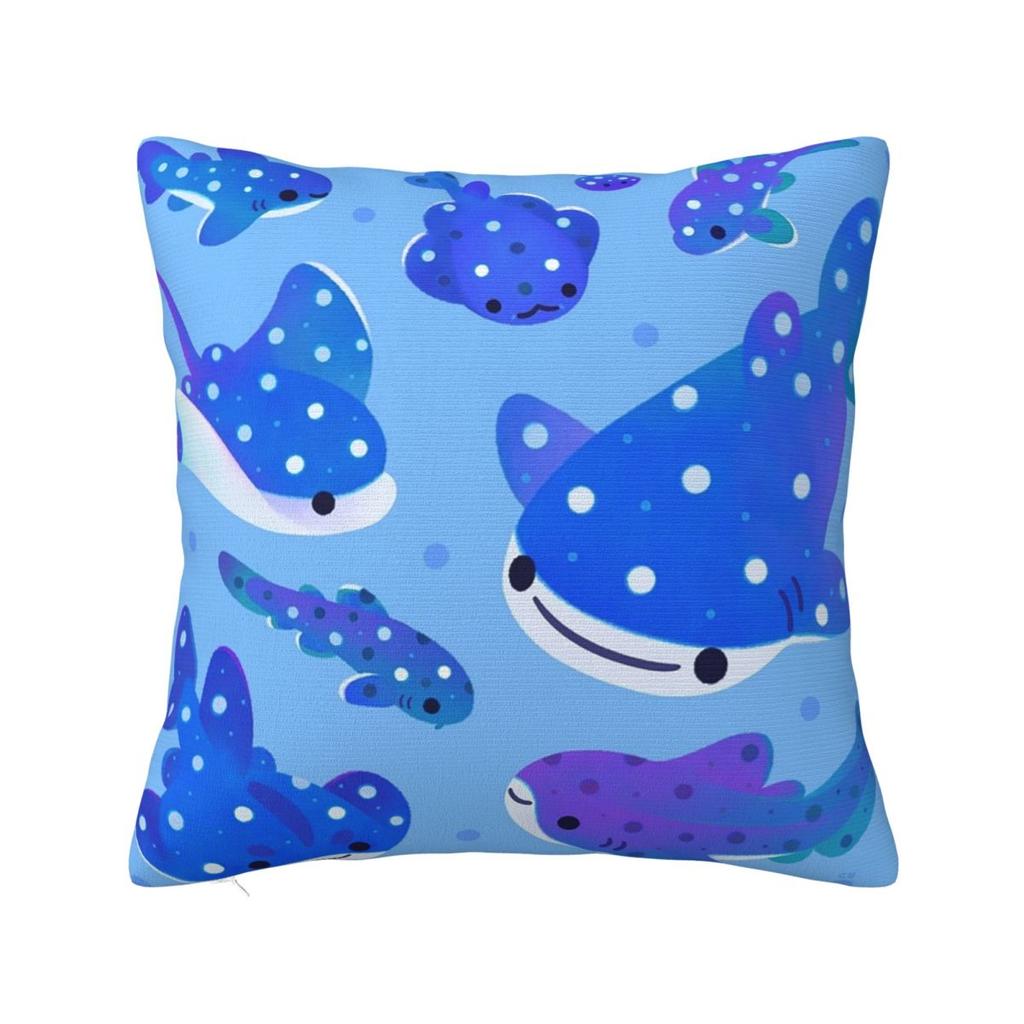 Polka Dot Shark Square Pillowcase Pillow Cover Polyester Cushion Zip Decorative Comfort Throw Pillow for Home Car