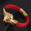 New Mens Bracelets Leo Lion Stainless Steel Clasp Black Leather Bracelet Cuff Wristband Fashion Jewelry