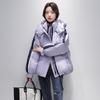 Fashion design sense color matching sleeves short down jacket winter new casual hooded warm small jacket
