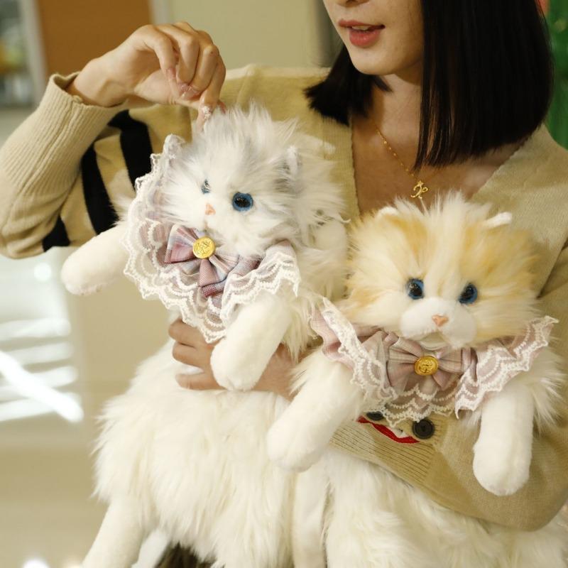 Weiche Plüschtasche Niedliche Simulierte Katze Designer Rucksack Damen Trendiger Rucksack Handtasche für Frau Schulrucksack Geschenke für Mädchen