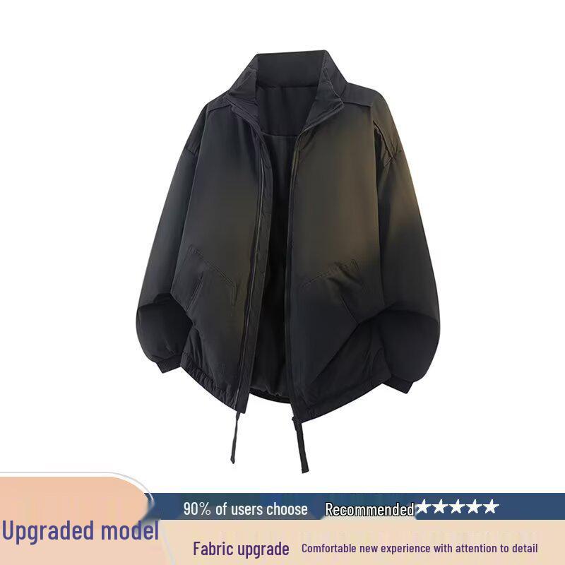 

Men s Trendy Retro Cotton Padded Pilot Jacket - Winter Stand Collar Silhouette Outerwear L чорний