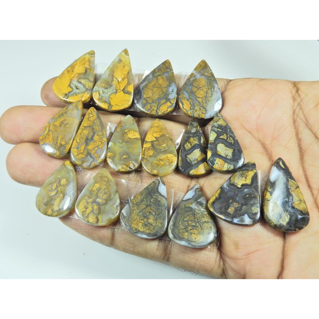 Natural Maligano Jasper Matched pair Pear Cabochon Loose Gemstone 8Pair Lot C-3294