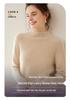 Women's Cashmere Rolled Hem Turtleneck Sweater: Pure, Double-Ply, Thick Knit, Short, Loose, Versatile Base Layer