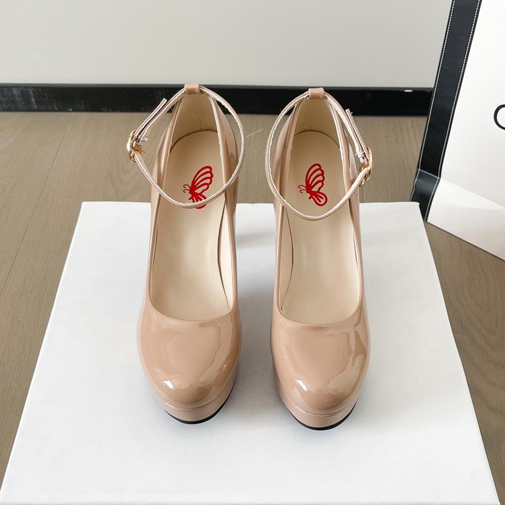 

2025 Женские черные туфли на высоком каблуке Весенняя повседневная обувь Женские туфли на высоком каблуке Однотонные туфли на танкетке Большого размера Туфли на высоком каблуке Размер 34-42 40 бежевый