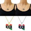 Stainless Steel Libya Flag Pendant Necklace Stylish Libya Map Necklace Durable Neck Jewelry Stainless Steel Material