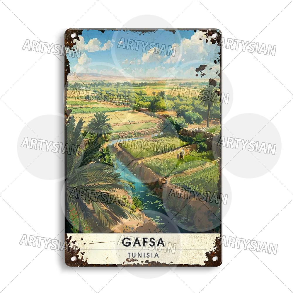 Maghreb Travel Cityscape Metal Sign Tunisia Alger Algeria Chefchaouen Morocco Marrakesh Oran Kabylie Hammamet Tunis Gafsa Plaque