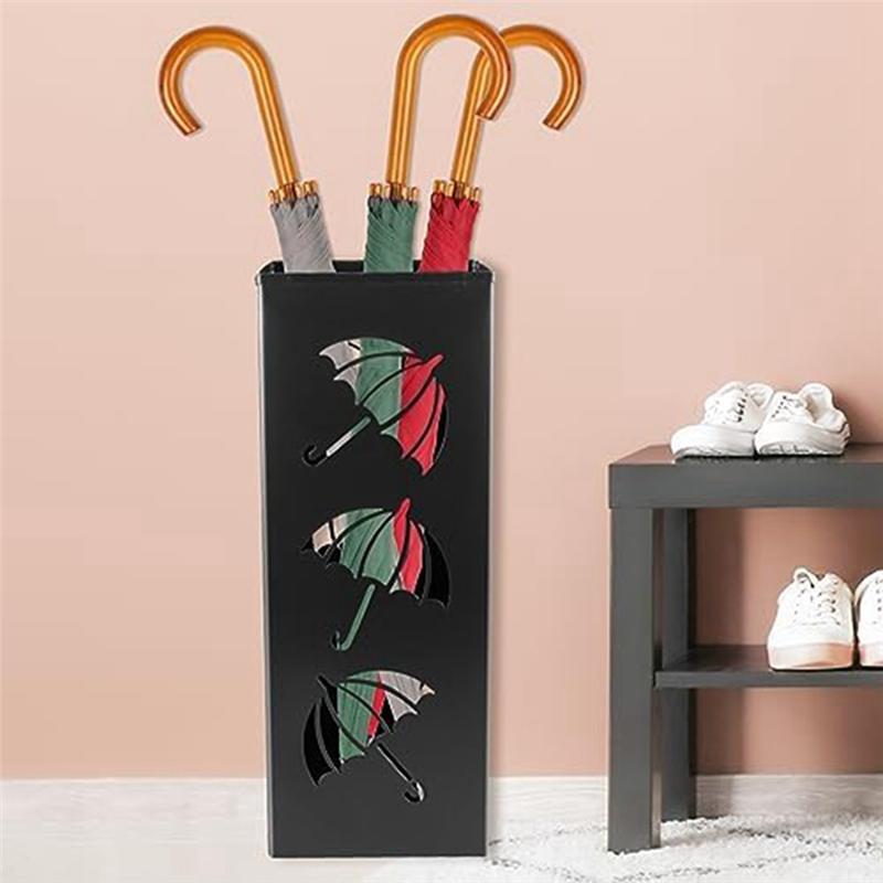 Modern Metal Umbrella Stand with Hollow Design,Waterproof Freestanding Holder for Home,Office and Hotel Entryways