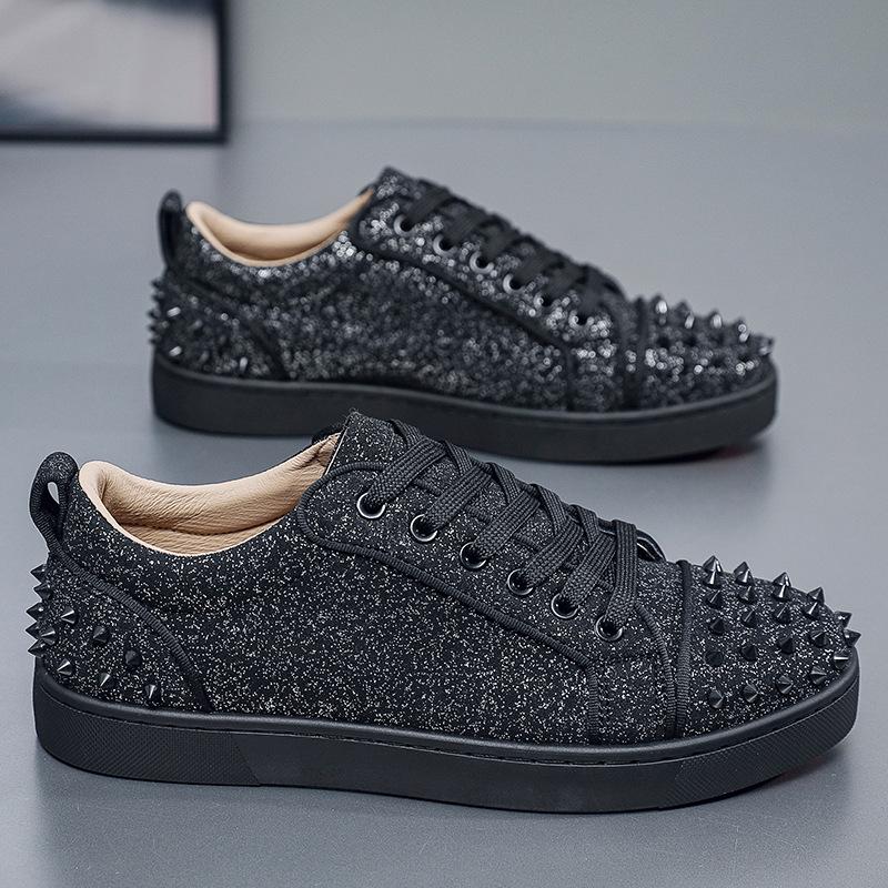 Pantofi casual cu nituri pentru bărbați cu talpă roșie, modă pentru bărbați, spirit diamant fierbinte, tendință băiețească, pantofi pentru bărbați CL053