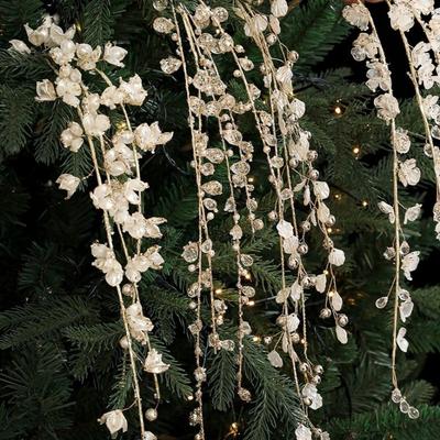 35-40cm Christmas Crystal Pendants Glitter Handmade Imitation Pearl Chain Realistic Bead String Vine