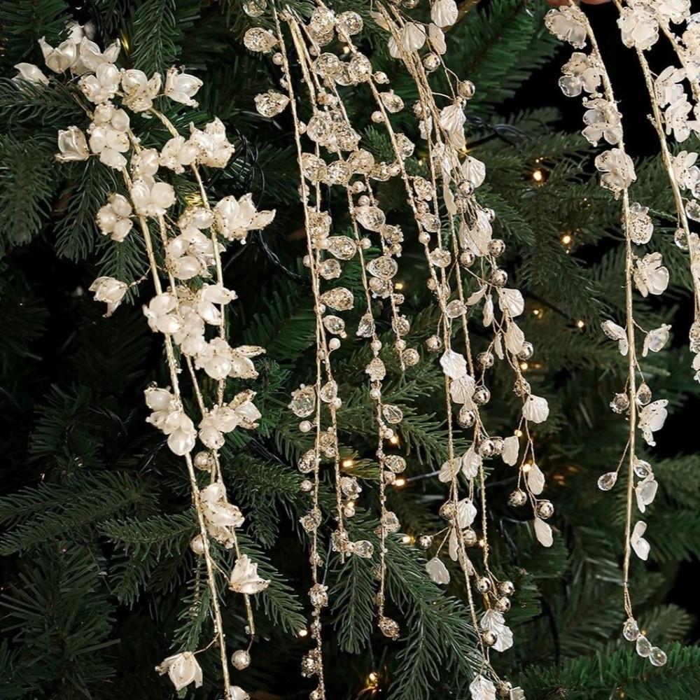 Realistic Artificial Christmas Branches 35-40cm Imitation Pearl Chain  Room Decoration