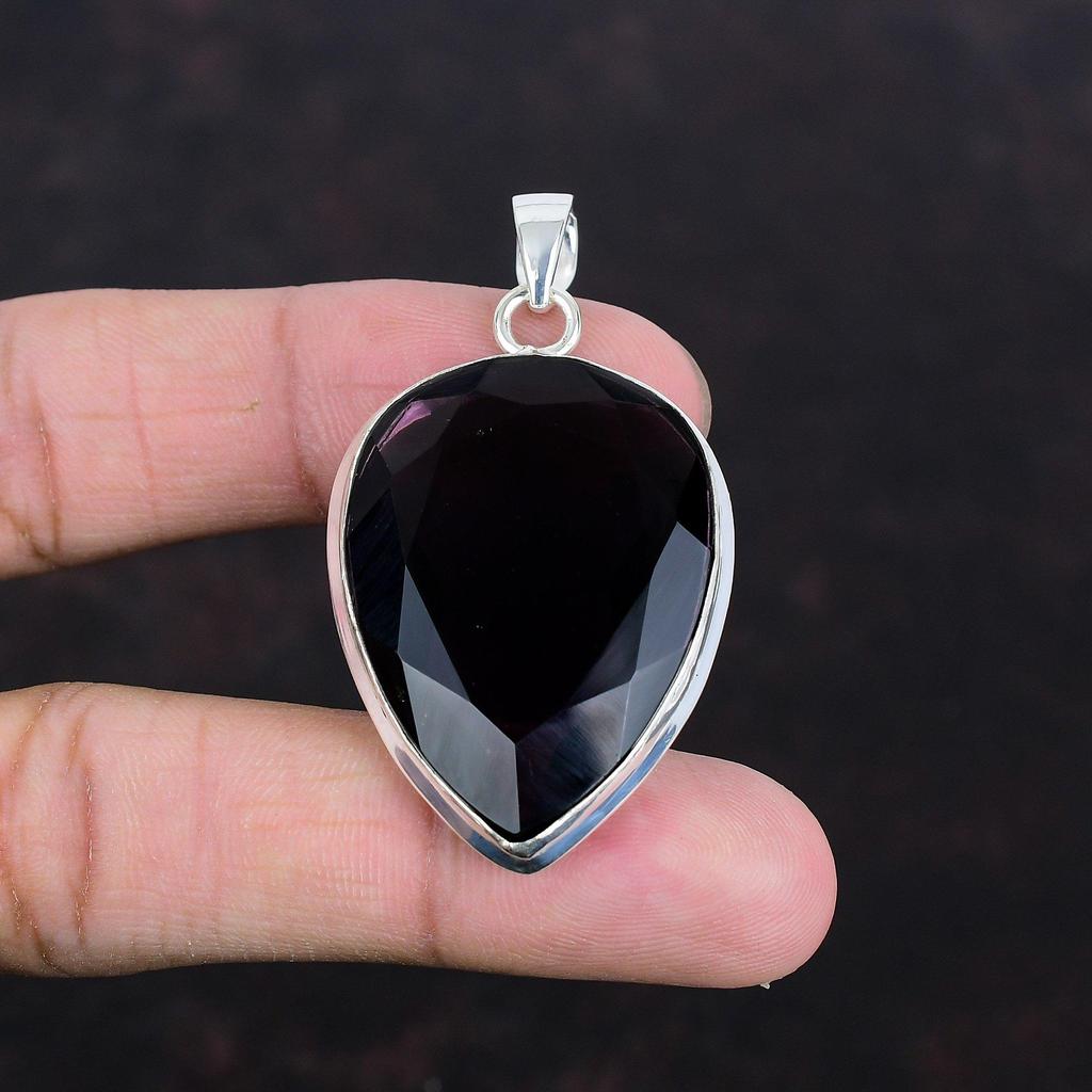 Faceted African Amethyst Pendant Handmade Pendant Real Gemstone Jewelry 925 Sterling Silver Pendant Unique Design Pendant Anniversary Gifts