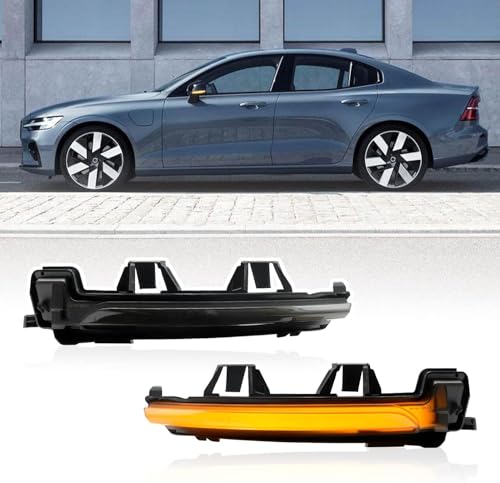 

hotimp Volvo LED Flowing Door Mirrors Sequential Turn Signals Smoke Lens 2016 and Later XC40 XC60 XC90 S60 S90 V60 V90 OEM Replacement Type 1 Pai