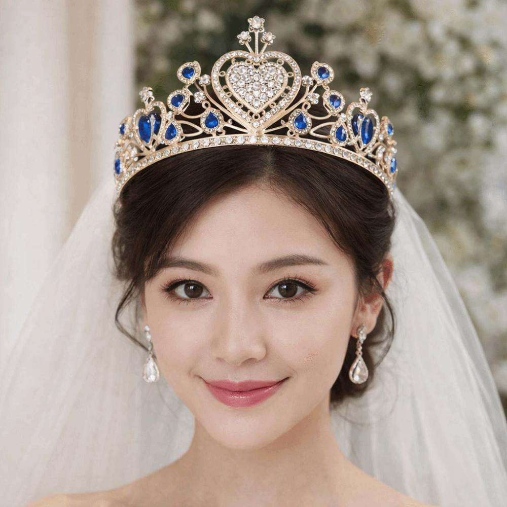 Huvudprydnader Kristall Brudtiara Krona Flerfärgad Bröllopshår Tiara Fantastiska Accessoarer